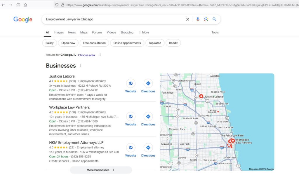 Google Business Profile Employment Lawyer in Chicago